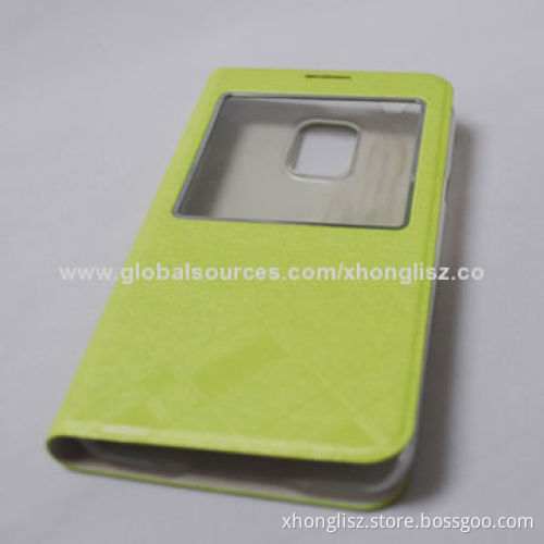 Leather Mobile Phone Case for Samsung Galaxy S5, Windows Smart View Clear